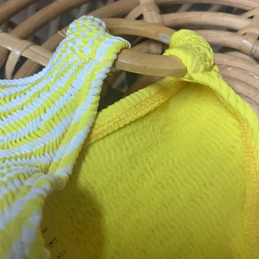 Free People Cleonie Swim yellow stripe bikini bottom only new one size_3
